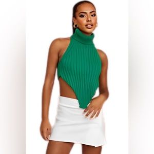 Sadya Green Knitted Halter Top
